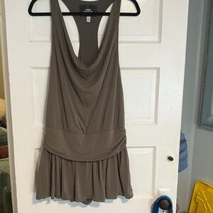 Olive green Modal Sleeveless Dress/Romper with shorts attached